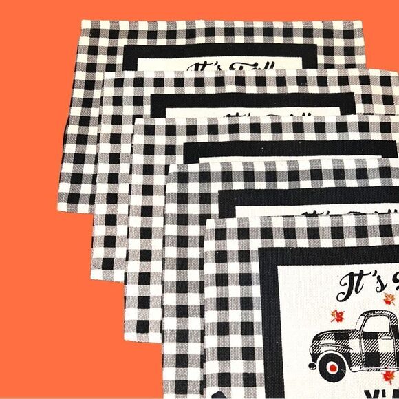 Holiday 8 piece kitchen set! Black and white gingham check. New - Picture 3 of 7